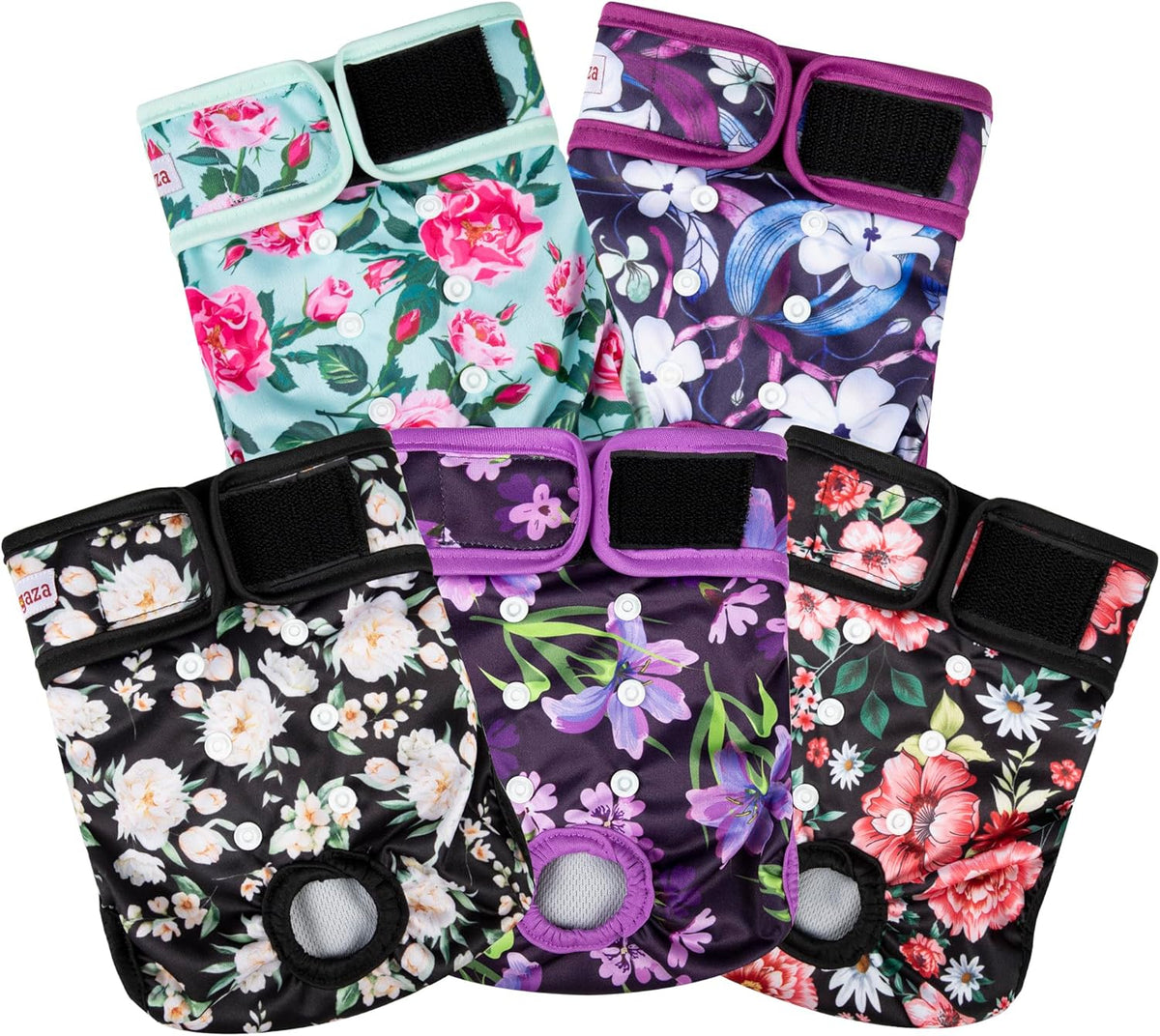 Fuz Bigaza reusable doggie period panties showing adjustable snap buttons