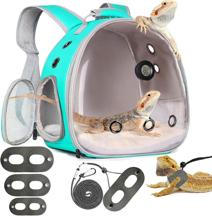 Bearded Dragon Travel Backpack Carrier with Reptile Thermometer and Humidity Gauge Lizard Travel Cage Space Capsule Clear Bubble Window Astronaut Reptile Bag for Ball Python (Pink, Carrier) - Image 12