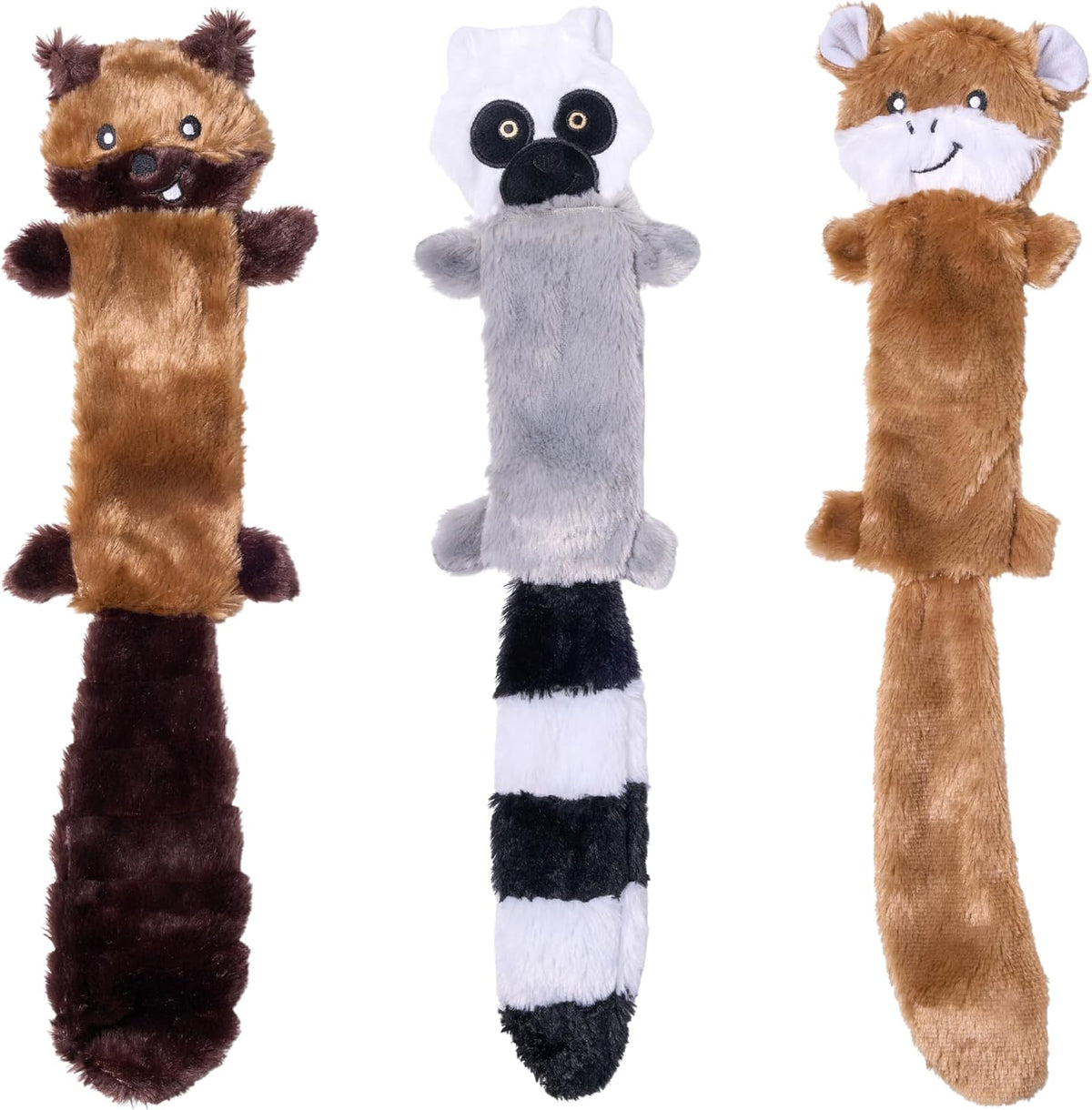 ZippyPaws Skinny Peltz - No Stuffing Dog Toy Pack to Keep Them Busy, for Medium and Large Dogs, Squeaky Pet Toys, Unstuffed Chew Toys, Soft Plush Variety Pack, Fox, Raccoon, and Squirrel - 18" - Image 10