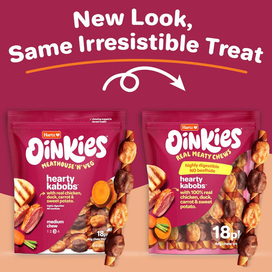 Hartz Oinkies Meathouse and Veg medium chew dog treats with chicken and duck