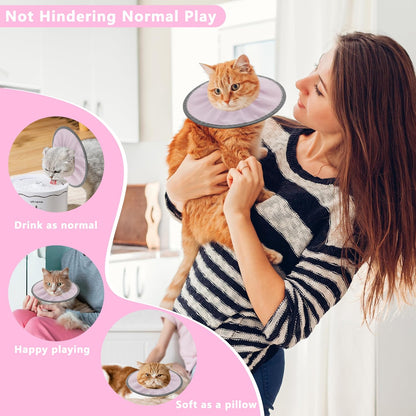Seyezo pink cat donut cone showing flexible 304 stainless steel ring support