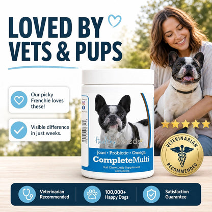 Healthy Breeds 120 count supplement bottle lifestyle