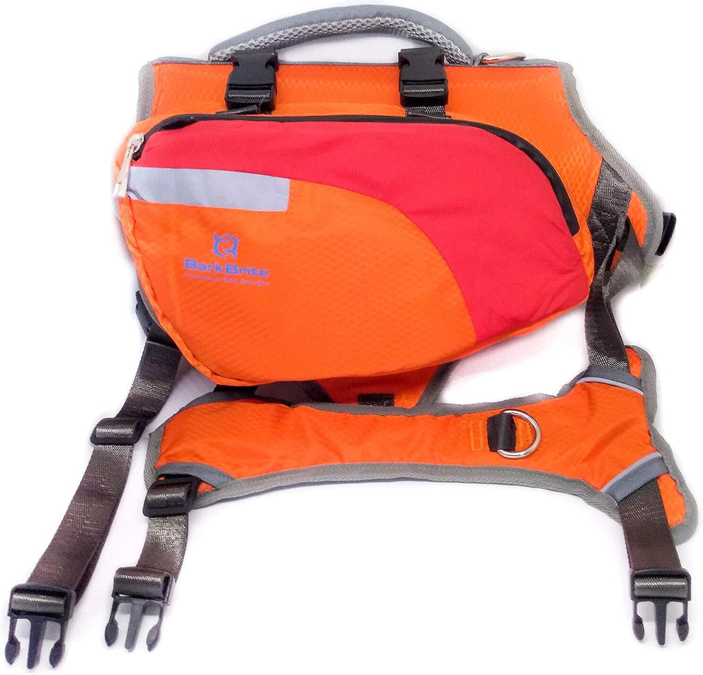Bark Brite adjustable dog backpack showing breathable air mesh base lining underneath
