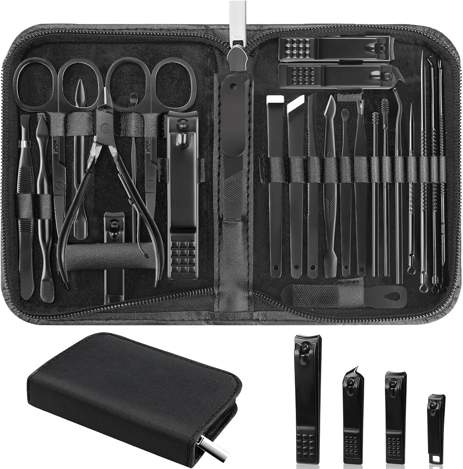 Minkinh 26 piece professional manicure and pedicure kit front view