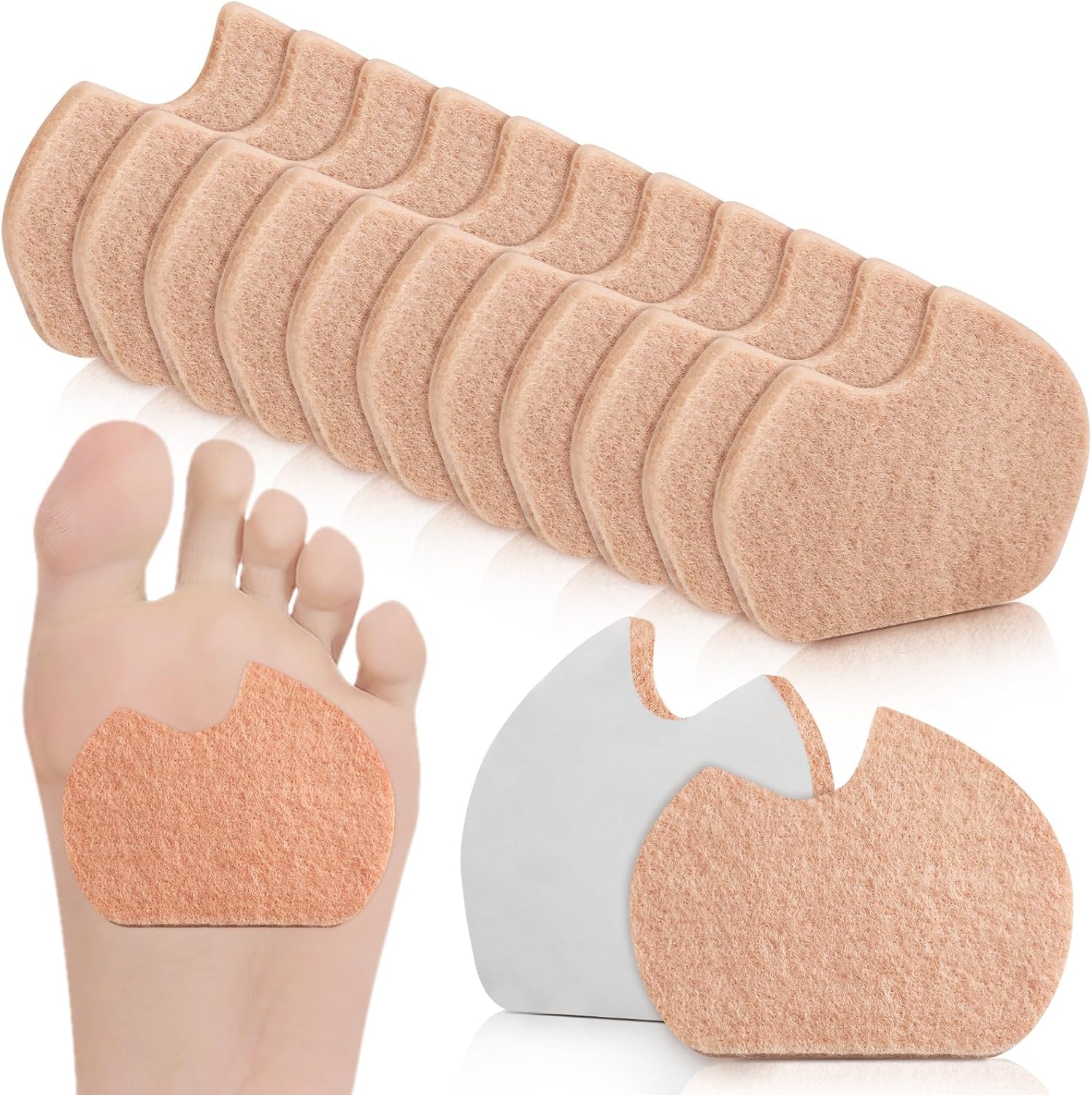 SATINIOR dancer sesamoiditis pads 24 count front view beige felt cushions
