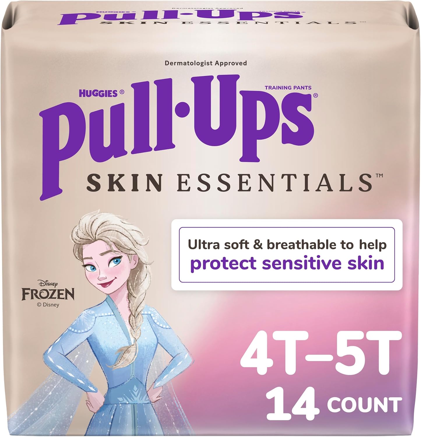 Pull-Ups Girls Skin Essentials Potty Training Pants front view of the 14 count packaging featuring Disney Frozen graphics.