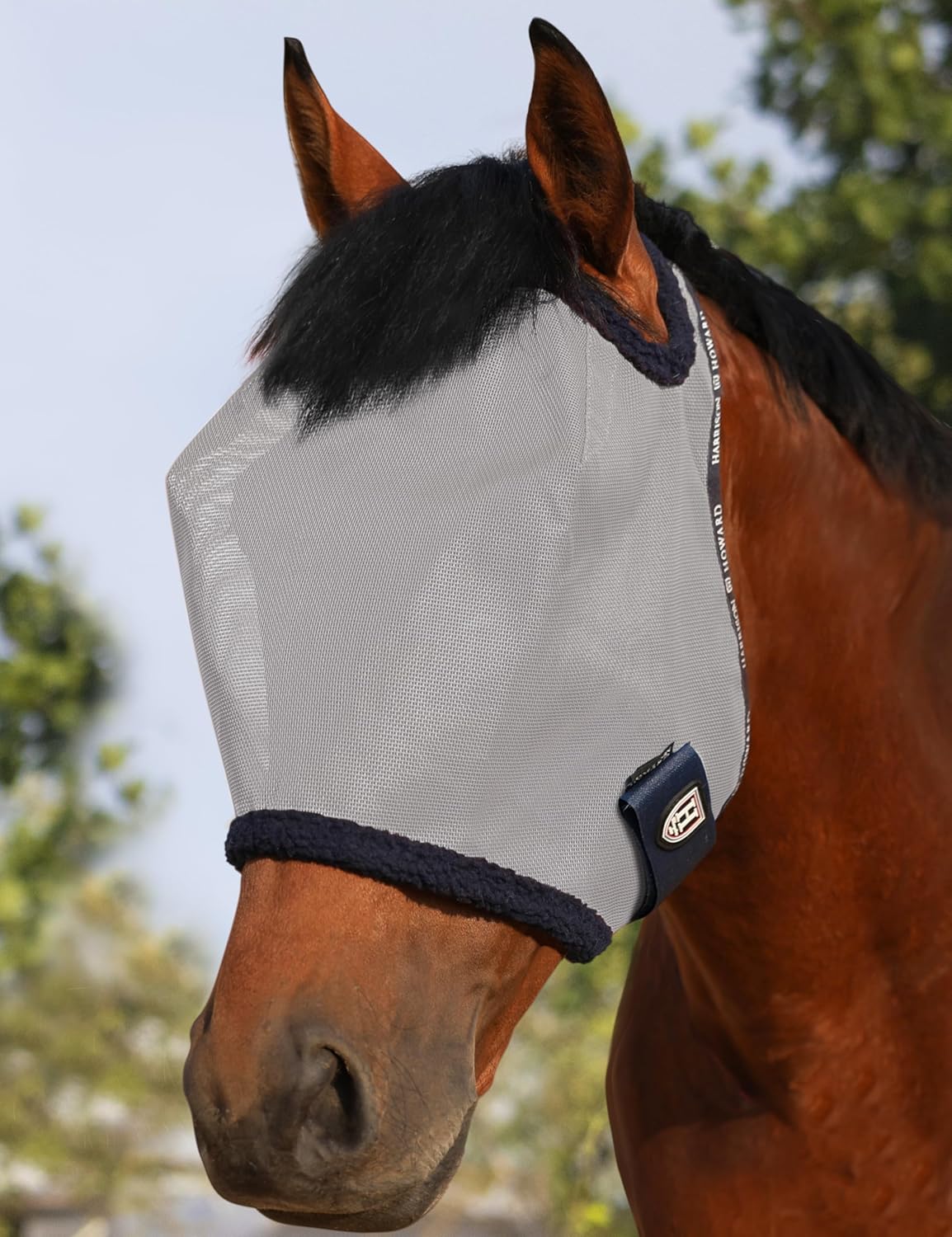 Full view of Harrison Howard UV protective horse mask