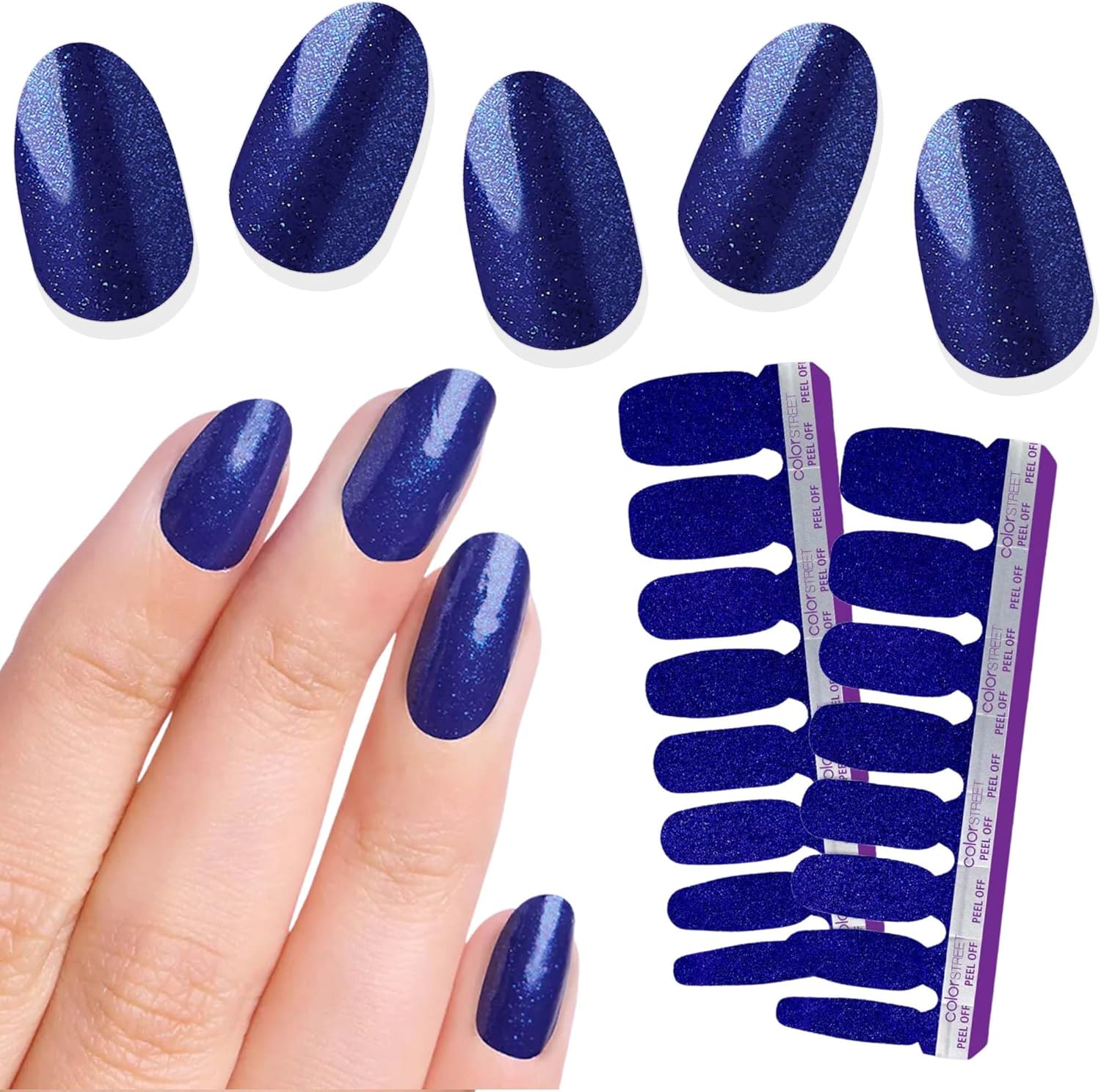 Color Street Punk Phase Shimmer Nail Polish Strips front packaging view showing deep navy blue color.