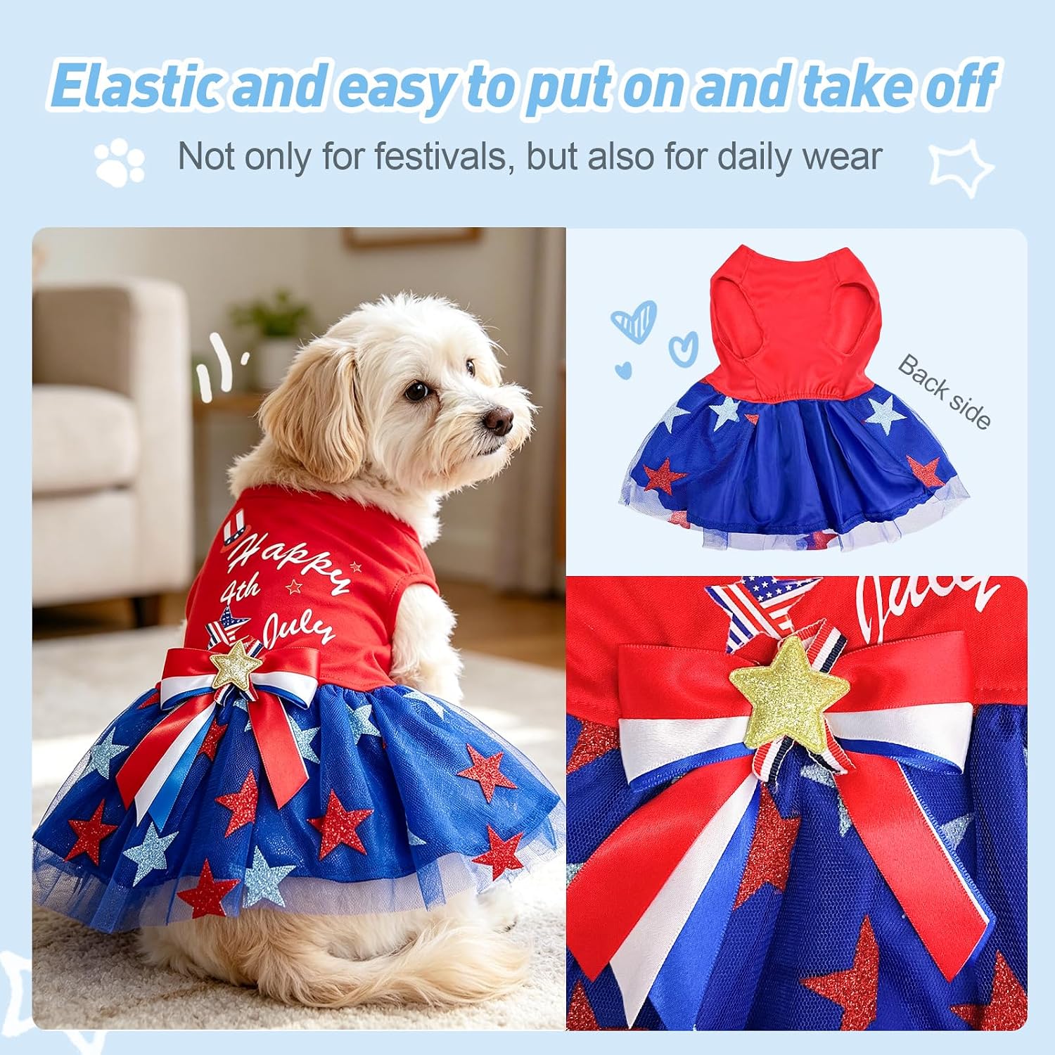 USA imported patriotic dog costume for holiday photo shoots