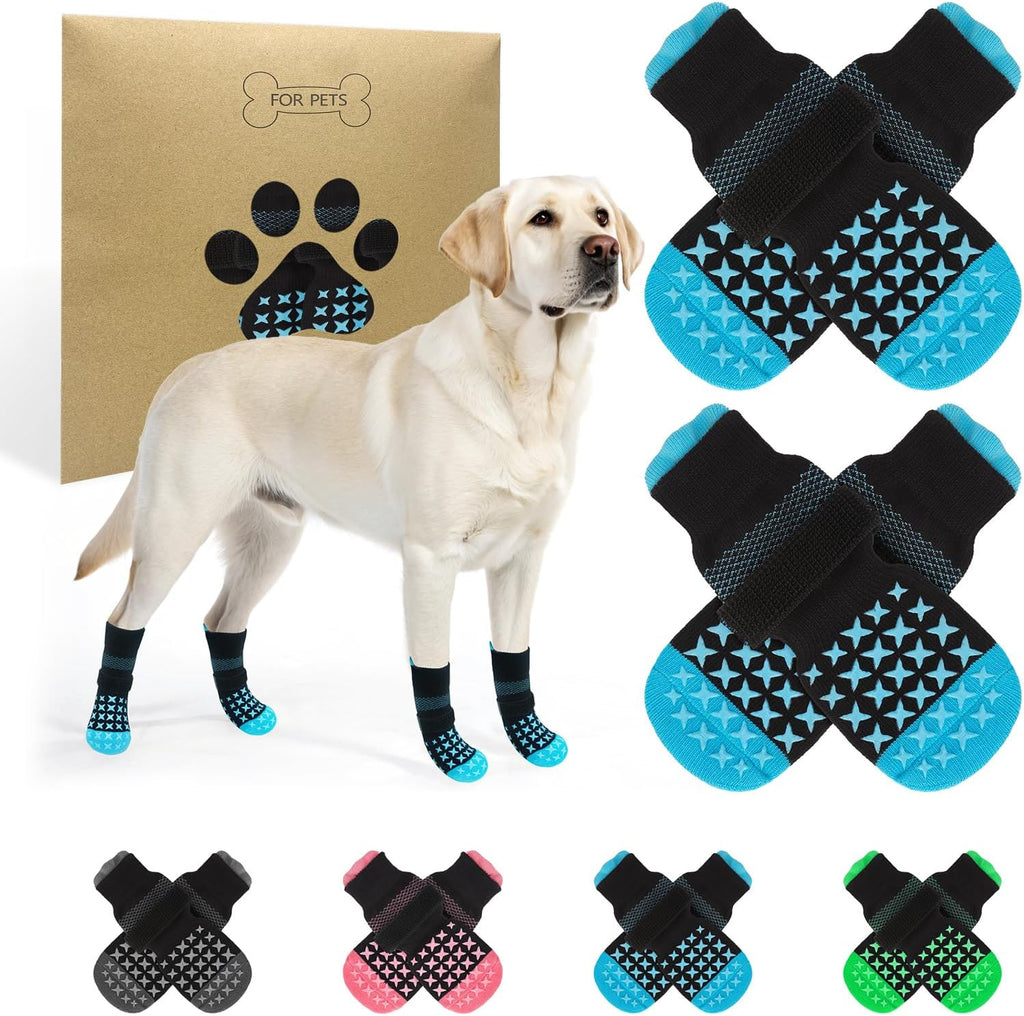 SCENEREAL Anti Slip Dog Socks to Prevent Licking Paws, Dog Booties & Paw Protectors for Hot Pavement Hardwood Floors, Traction Control for Small Medium Large Senior Dogs, Pink M - Image 10