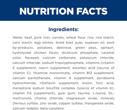 Hill's Science Diet heart and kidney health dog food side panel.