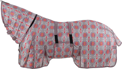 Showman Afterglow Mesh Fly Sheet with Neck Cover front view on horse