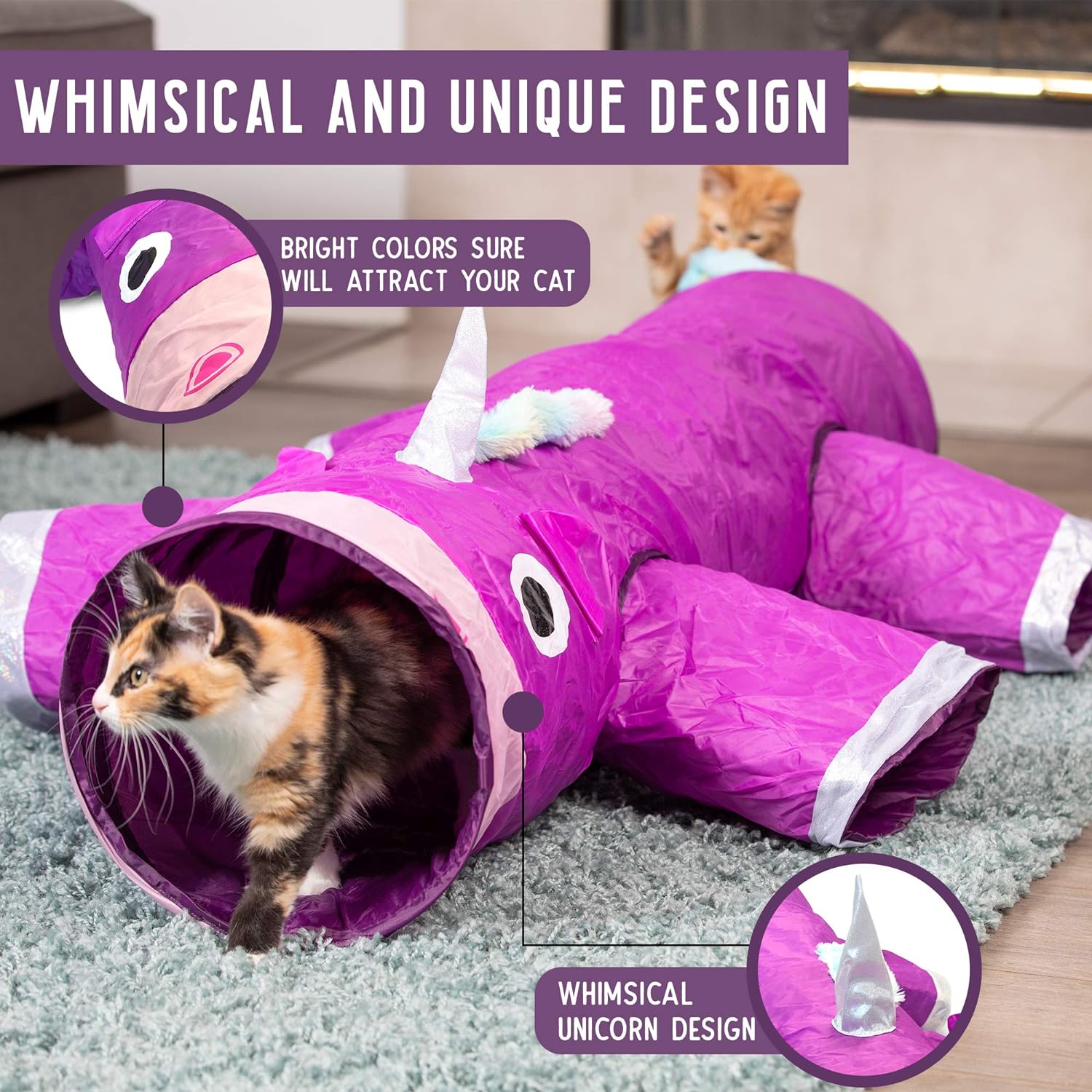 Pet Craft Supply multi cat tunnel with crinkle fabric details