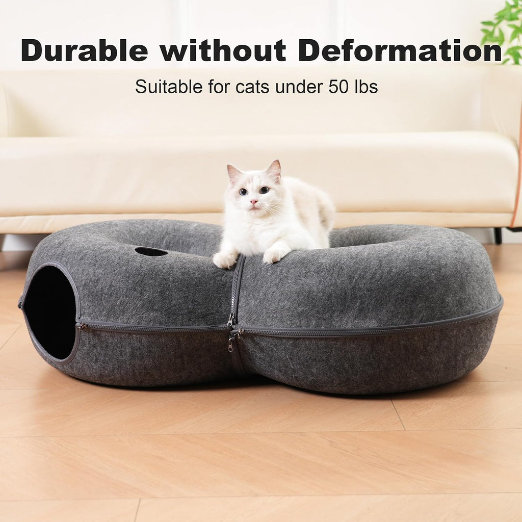 Premium imported cat bed with twelve colorful toy balls placed at the entrance.