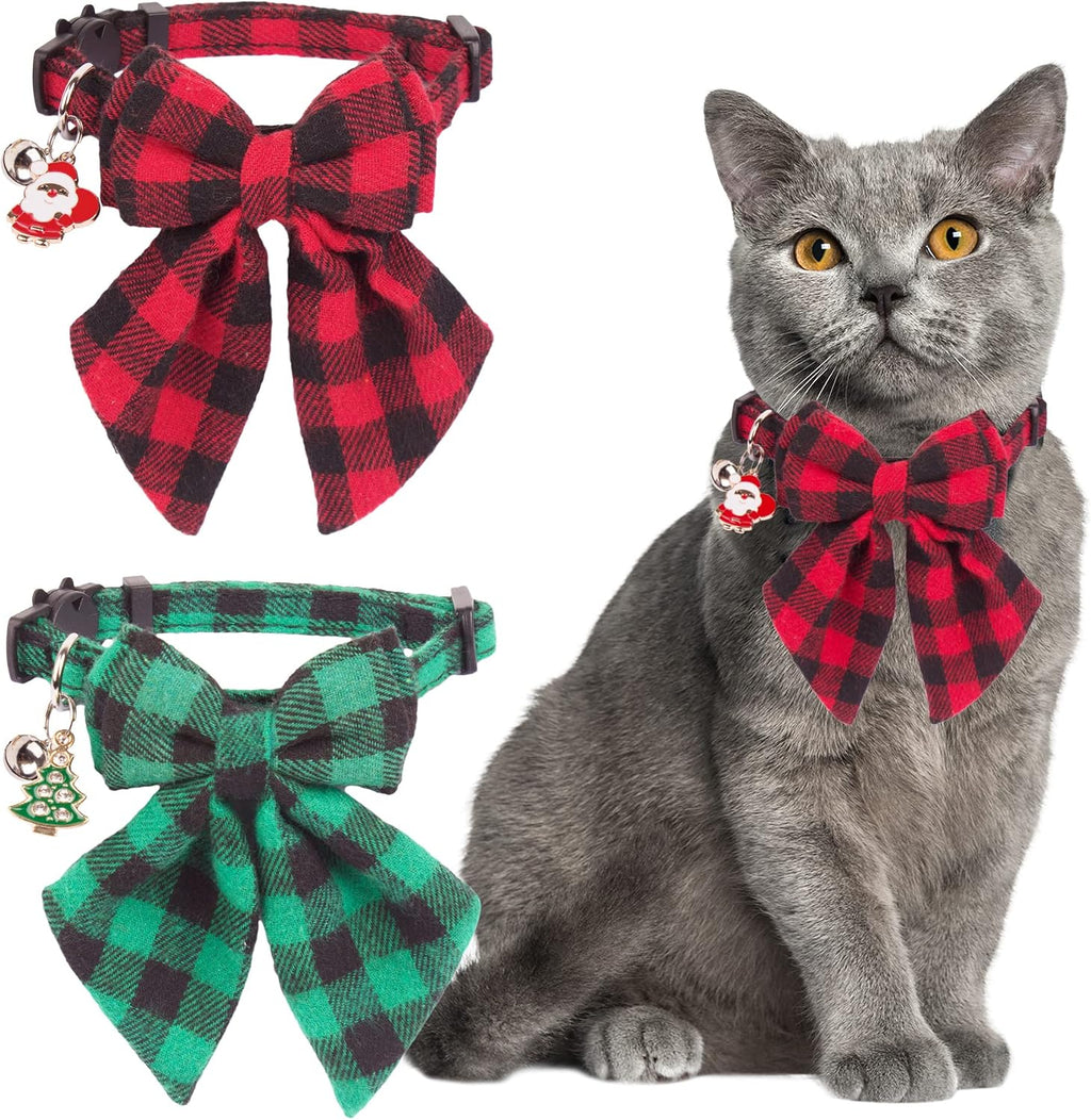 Boy Cat Collar Breakaway with Bell, Blue Plaid Cat Shirt Collar - Image 13