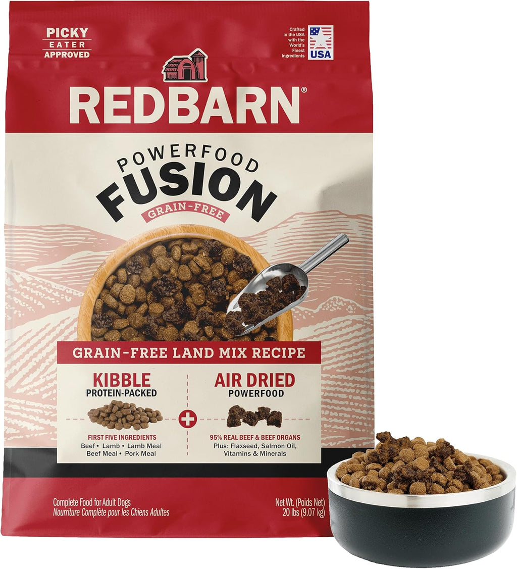 Redbarn Powerfood Fusion Air Dried Kibble Blend - Grain Free Land Beef Lamb Recipe - Made in USA Adult Dry Dog Food with Superfoods, Prebiotics, Postbiotics - 3.5lb Bag - Image 10