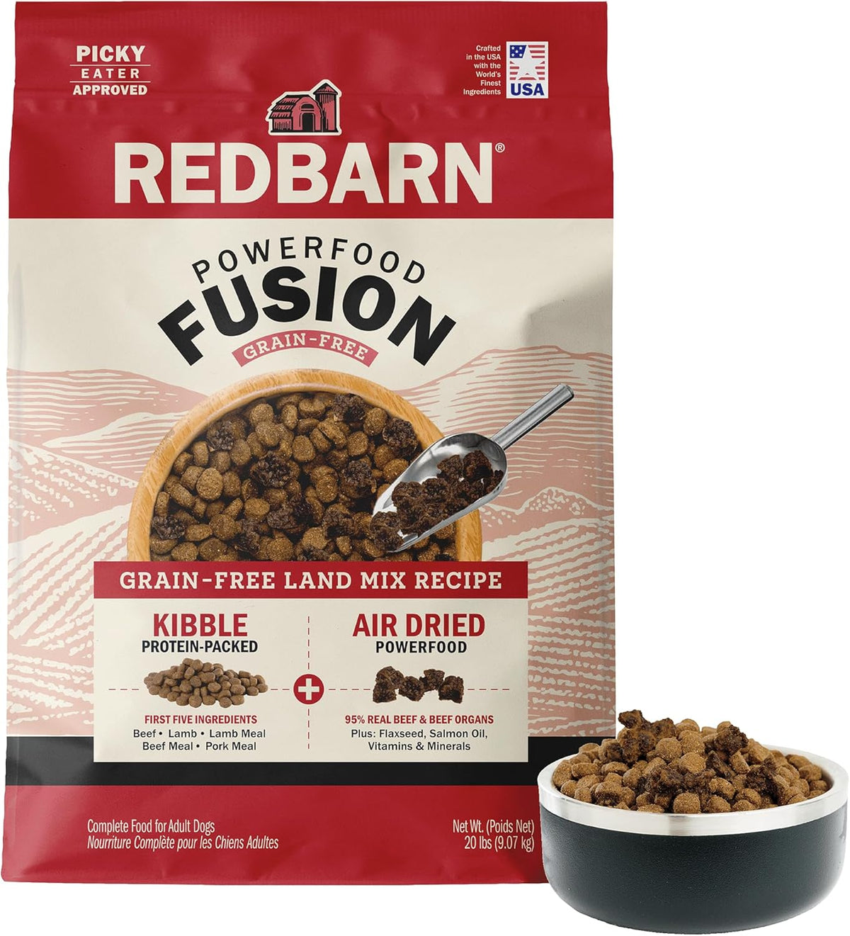 Redbarn Powerfood Fusion Air Dried Kibble Blend - Grain Free Land Beef Lamb Recipe - Made in USA Adult Dry Dog Food with Superfoods, Prebiotics, Postbiotics - 3.5lb Bag - Image 10