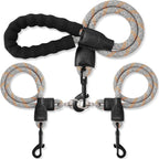 Shock absorbing double pet leash for small and medium dogs