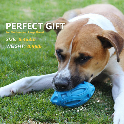 Interactive fetch dog ball with built in squeaker for outdoor play.