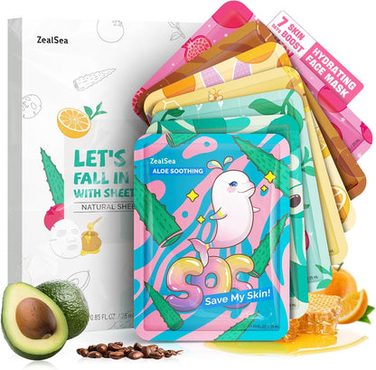 ZealSea 7 Days Multi-Effect Facial Sheet Mask Set front view