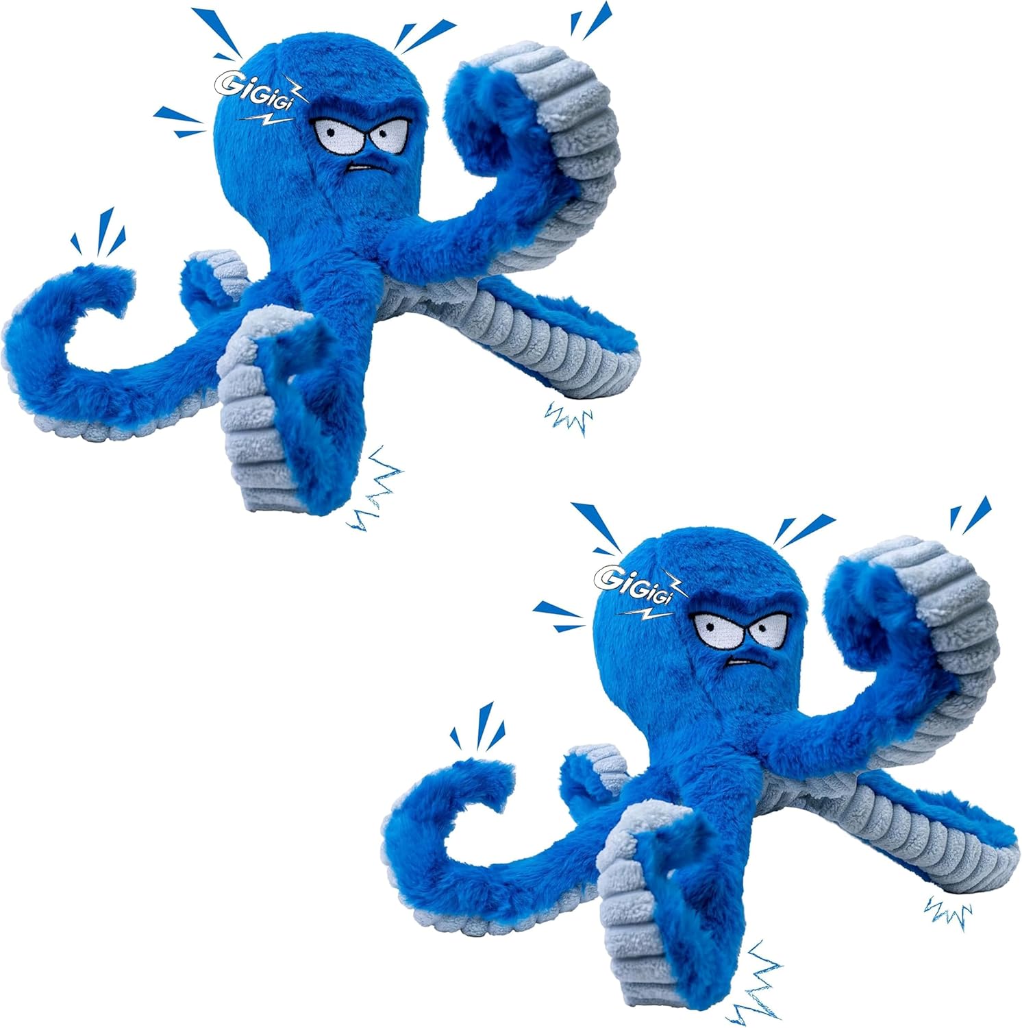 LEGEND SANDY Tough Dog Toys, Stuffed Chew Large Dog Toys to Keep Them Busy, Interactive Squeaky Tug of War Doggie Toy, Crinkle Blue Octopus - Image 13