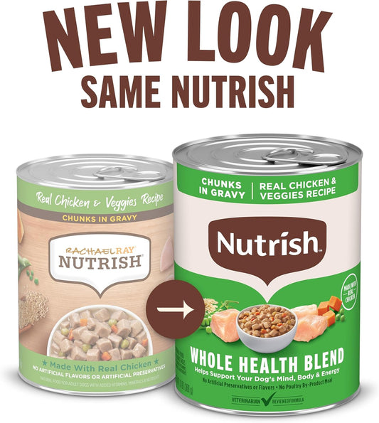 Nutrish chunks in gravy canned dog food twelve pack box packaging