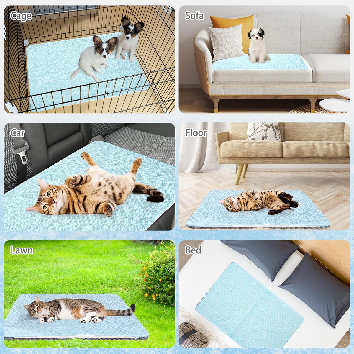Cat Cooling Mat, Cooling Pad for Dogs Cats with Ice Gel Bag to Stay Clod Longer, Two Sided Soft Kitten Sleeping Bed for Summer, Washable for Crate Kennel, Arc-Chill Cool Fiber Q-MAX >0.45, 16.5x26" - Image 9