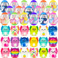 Cherislpy 24 Pack Prefilled Easter Eggs front view showcasing colorful plastic shells and slow rising axolotl toys.