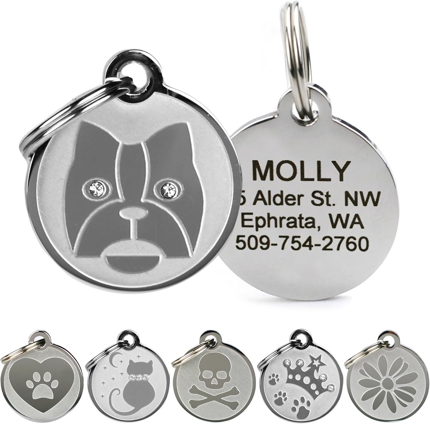 GoTags Stainless Steel Cat ID Tags, Available in Mouse and Cat Shapes, Includes up to 4 Lines of Custom Engraved Personalized Text - Image 11