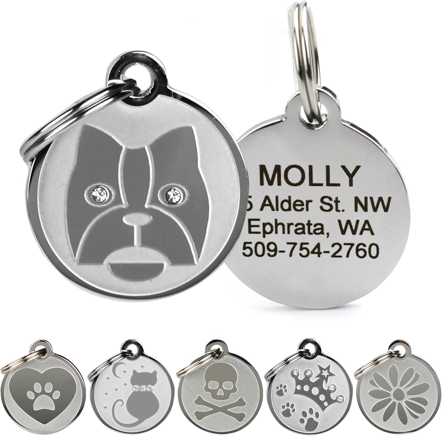 GoTags Stainless Steel Cat ID Tags, Available in Mouse and Cat Shapes, Includes up to 4 Lines of Custom Engraved Personalized Text - Image 11