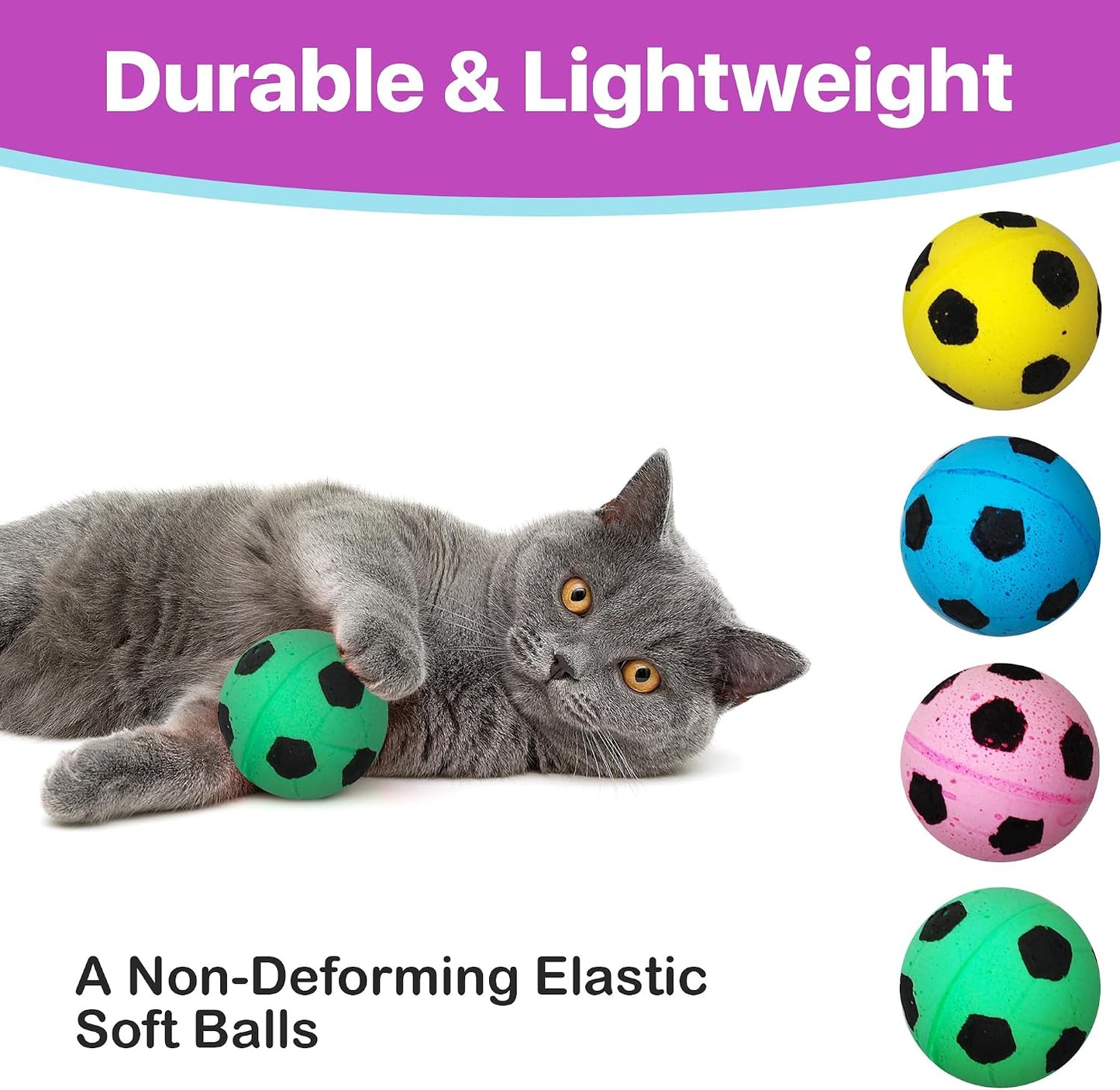 One point five inch sponge soccer ball for indoor cat exercise and play