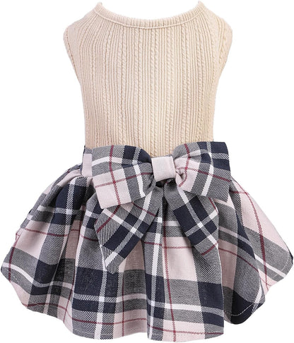PUPTECK Classic Plaid Dog Dress Cute Puppy Clothes Outfit Small - Image 13