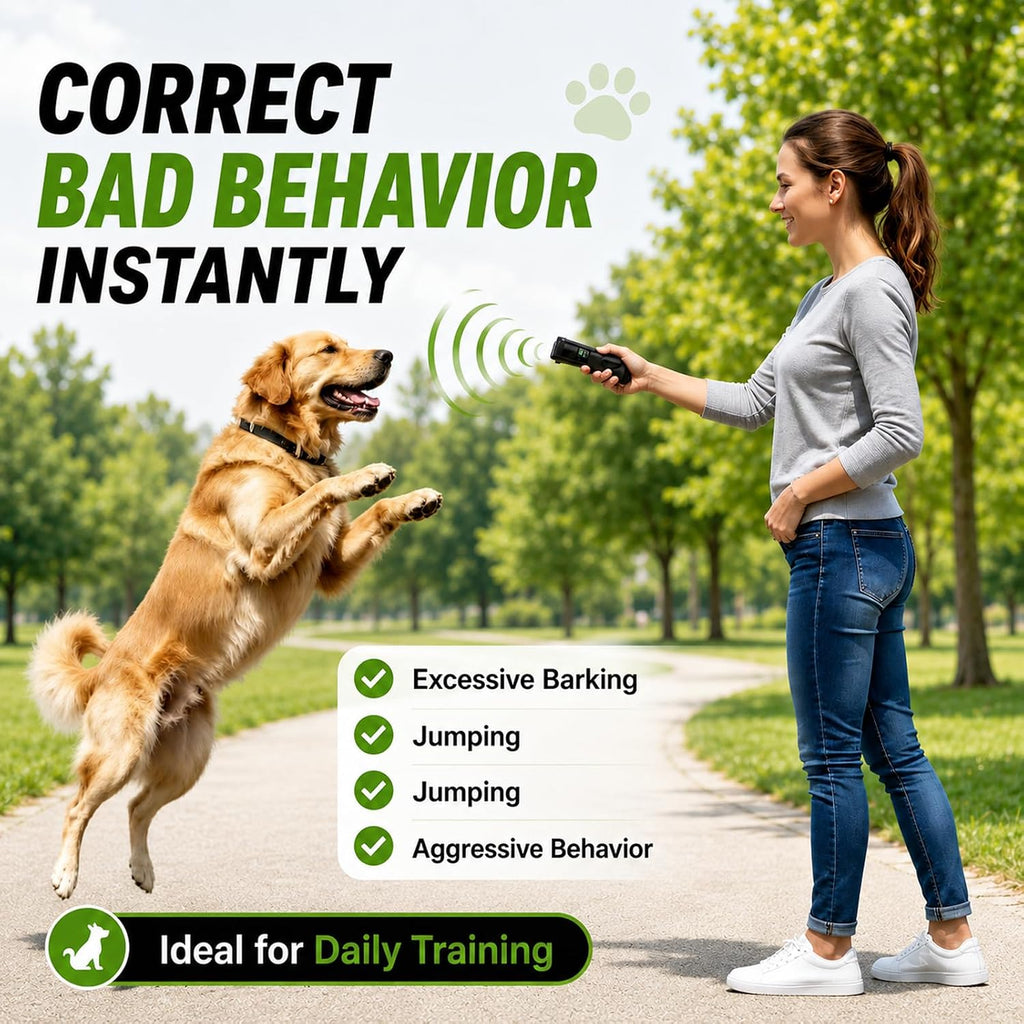 Yoope anti barking device with LED flashlight active during outdoor night use