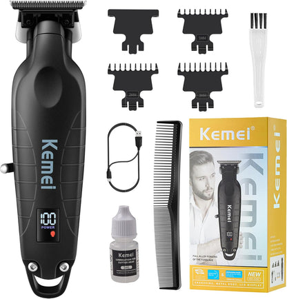 Kemei Original 2293 Professional Hair Trimmer front view showing premium black ergonomic design