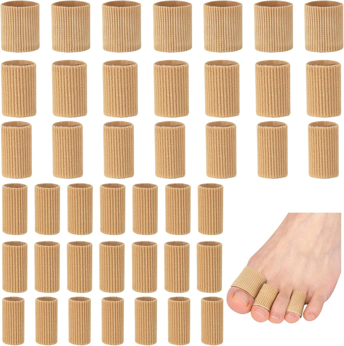 Yeajoin Toe Sleeve Protectors front view of 42 piece pack for foot care.