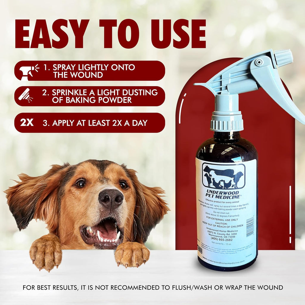 Using Underwood spray on animal skin injury