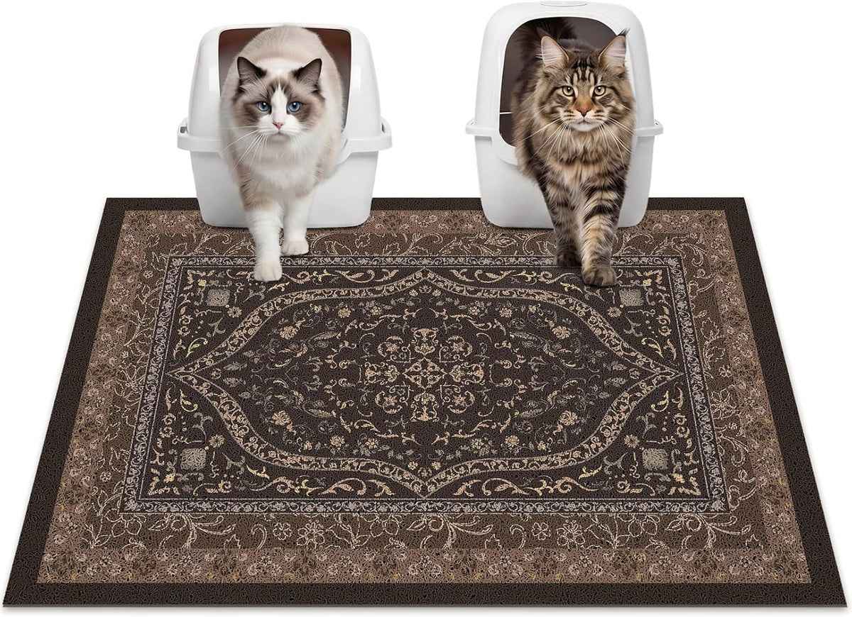 Glittme Cat Litter Mat with Non-Slip Bottom Litter Box Mat 33"X22" Litter Trapping Mat Easy to Clean Washable Cat Food Mat for Kitty,L - Image 13