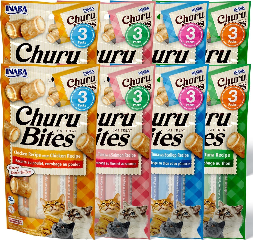 INABA Churu Bites for Cats, Soft Baked Chicken Churu Filled Cat Treats with Green Tea Extract, 0.35 Ounces Each Tube, 12 Tubes Total, 4 Flavor Variety - Image 11