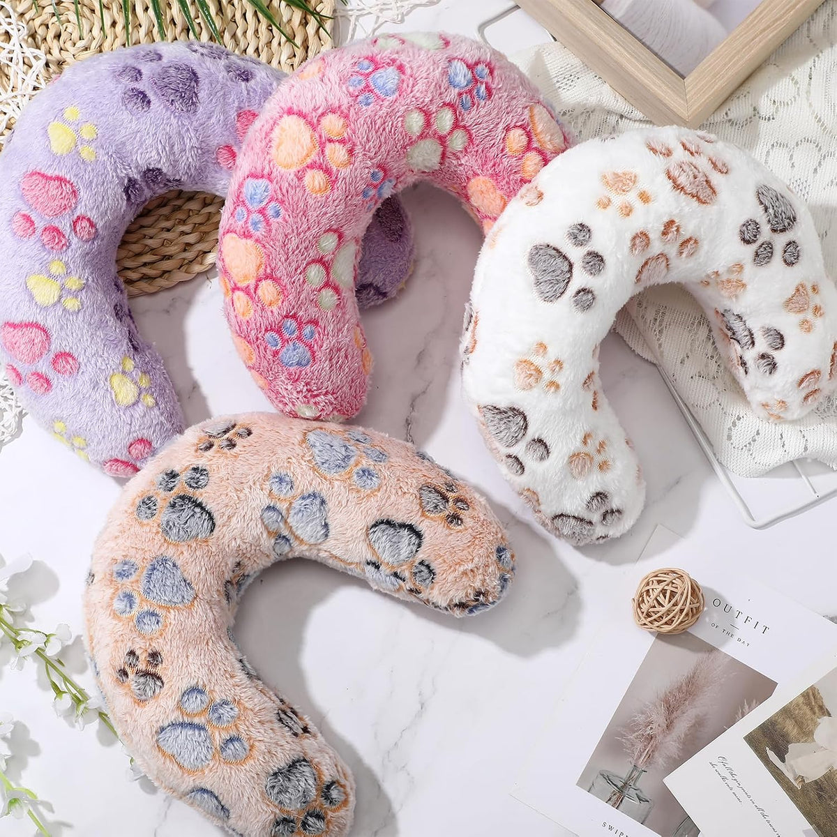 4 Pcs Cat Pillow Calming Pet Dog Neck Pillow, Paw, Medium - Image 6