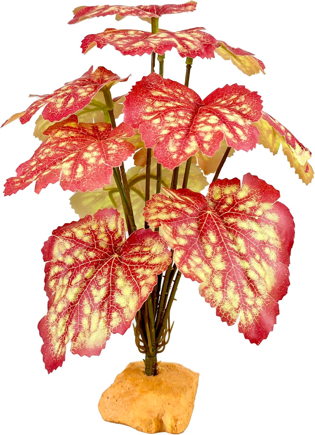 Woyrise Reptile Artificial Plants for Terrarium Decor, Amphibian Habitat Decorations Bearded Dragon Tank Accessories fit Crested Gecko Leopard Lizard Chameleon Snake Frog - White Edge Heuchera - Image 11