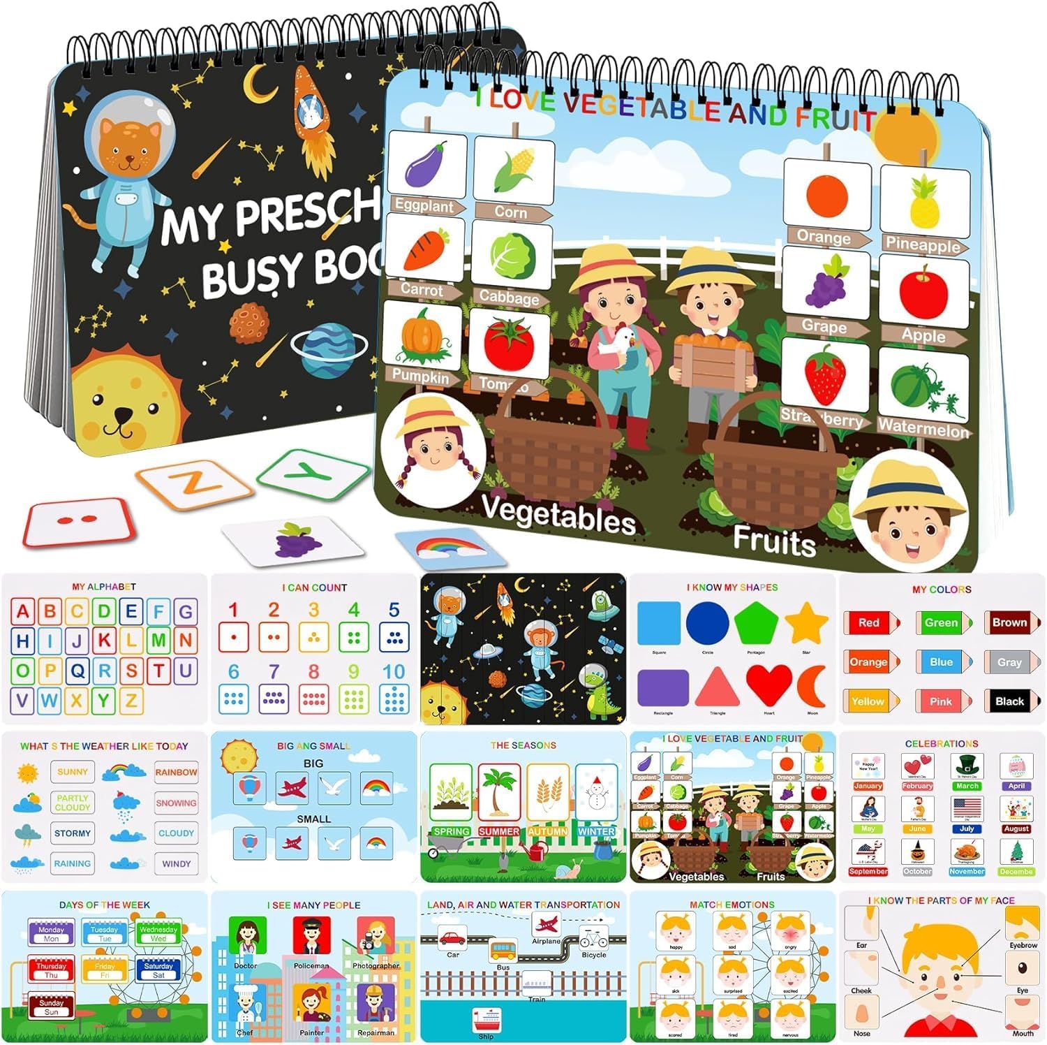 HAN-MM Mallify Busy Book toddler learning binder front cover view showing educational graphics.