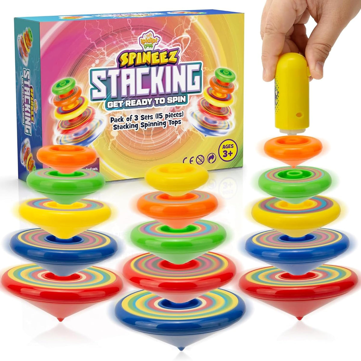 Ipidipi Toys Spineez stacking spinning tops front view