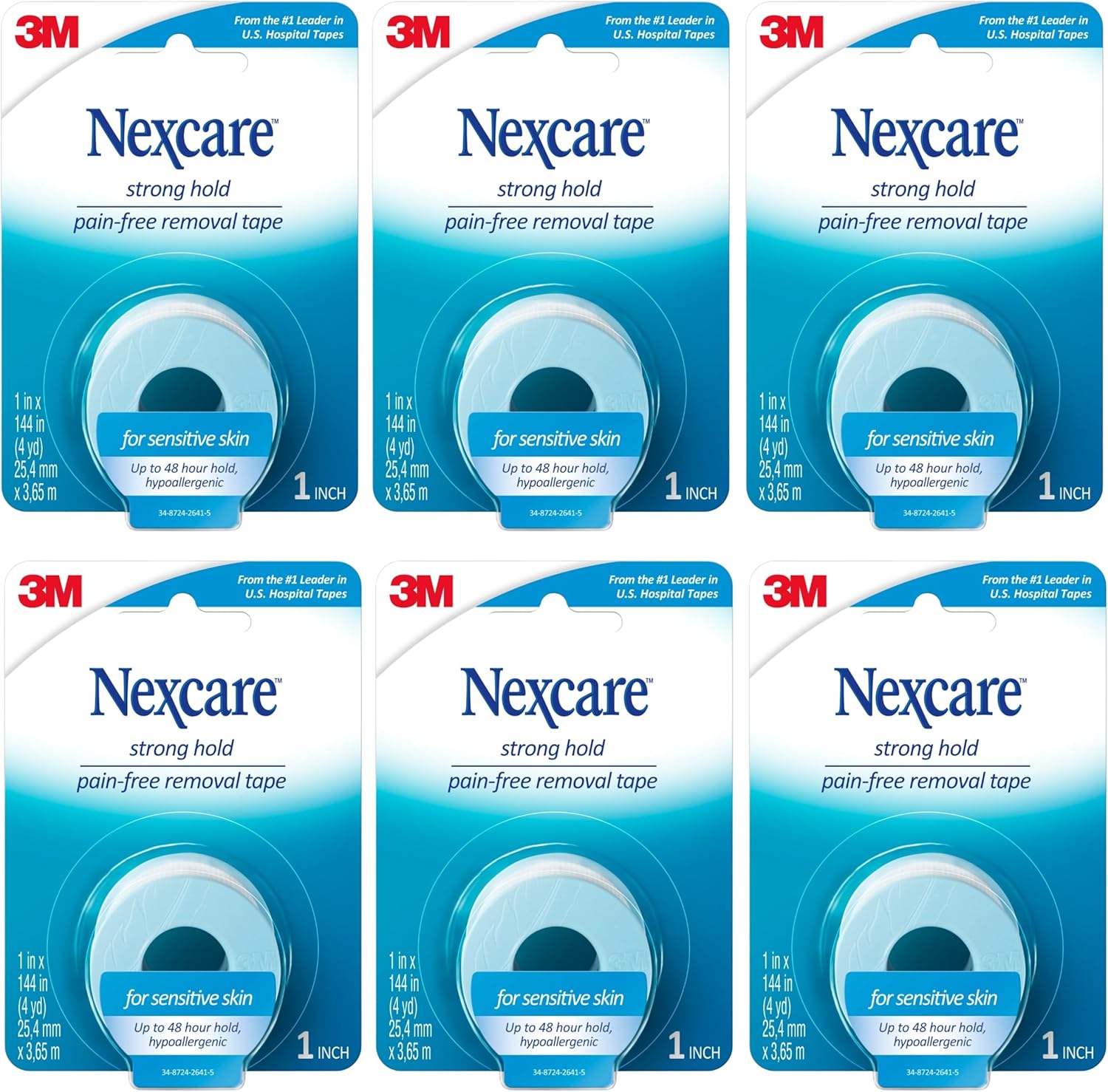Nexcare Sensitive Skin Medical Tape front view of blue packaging roll