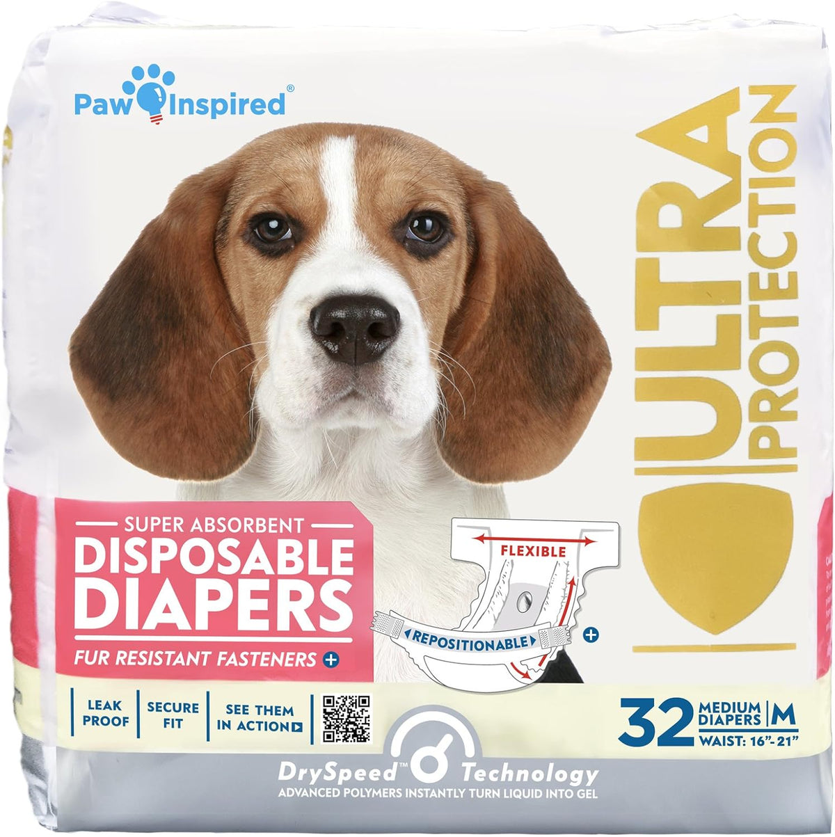 Paw Inspired 32ct Disposable Dog Diapers | Female Dog Diapers Ultra Protection | Diapers for Dogs in Heat, Excitable Urination, or Incontinence (Small) - Image 11