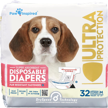 Paw Inspired 32ct Disposable Dog Diapers | Female Dog Diapers Ultra Protection | Diapers for Dogs in Heat, Excitable Urination, or Incontinence (Small) - Image 11