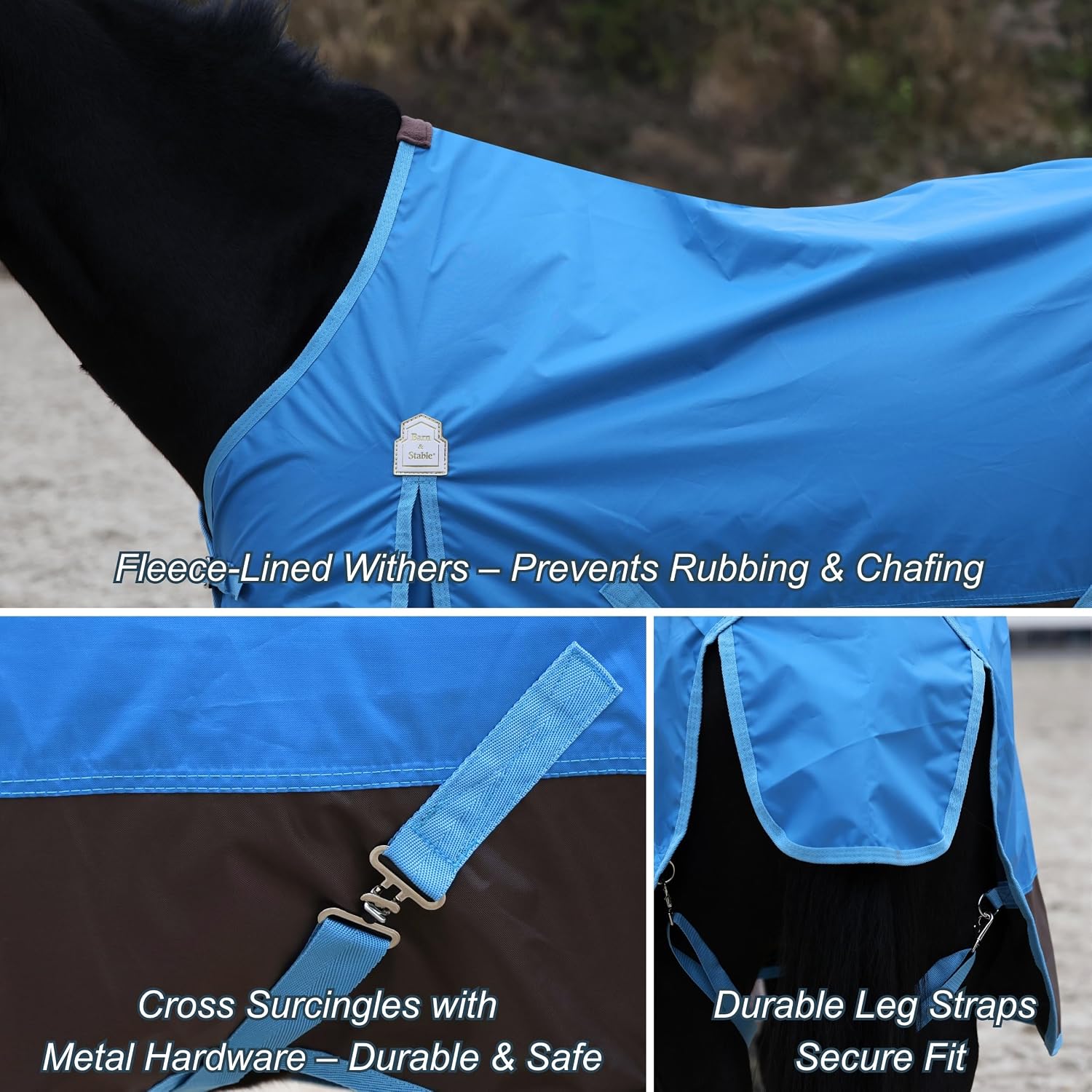 Durable 420D ripstop weave texture on the Barn And Stable horse turnout blanket