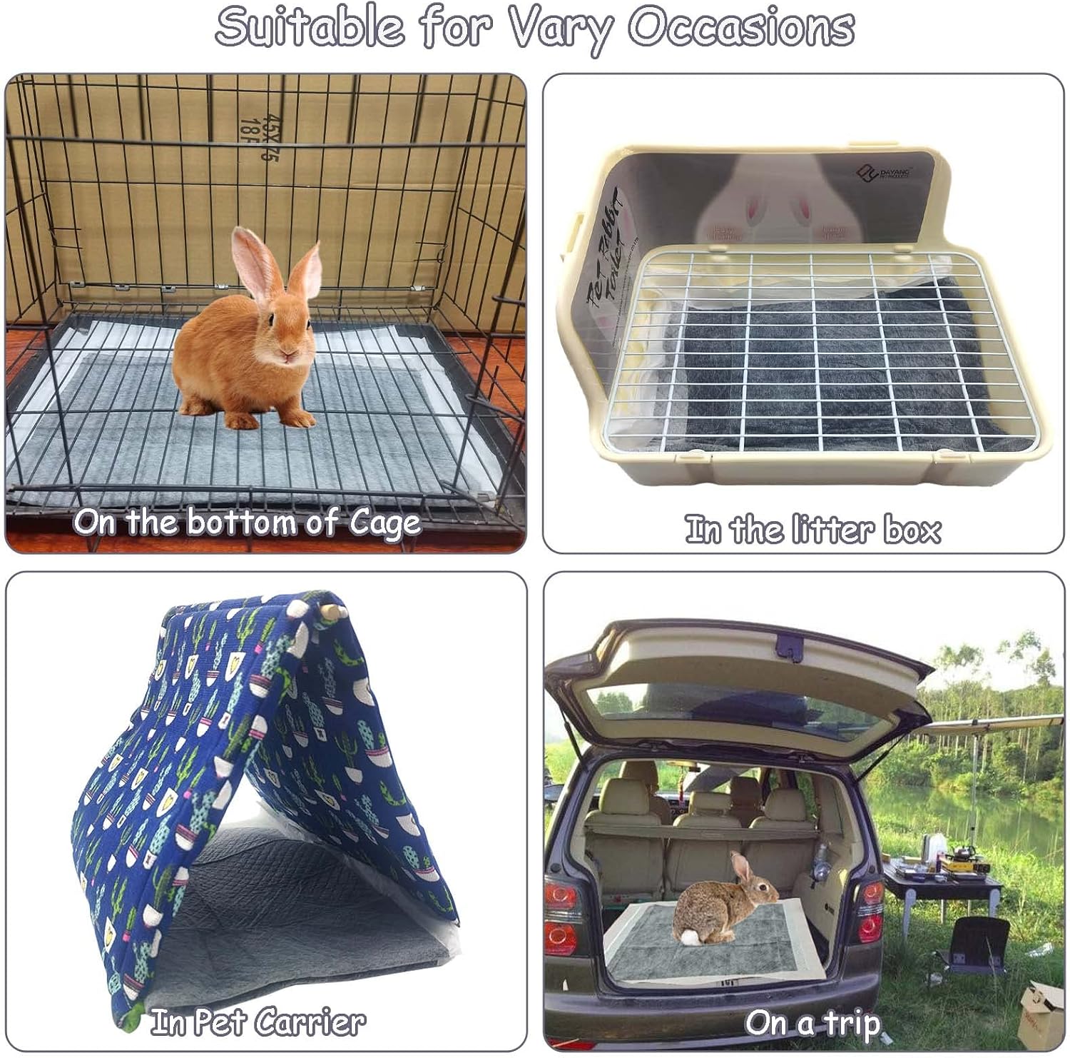 Tfwadmx pee pads being used in a bunny litter tray