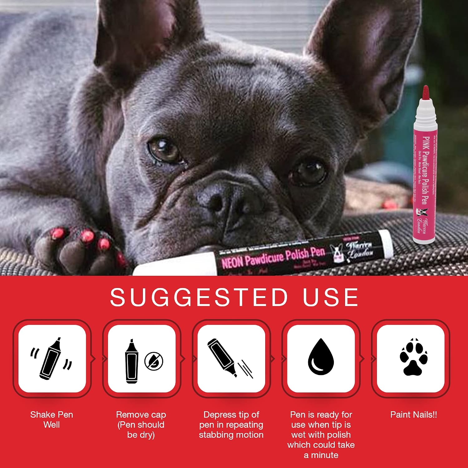 Warren London pink dog nail polish packaging details