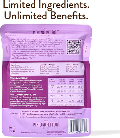 Portland Pet Food Company gluten free limited ingredient human grade dog food topper pack