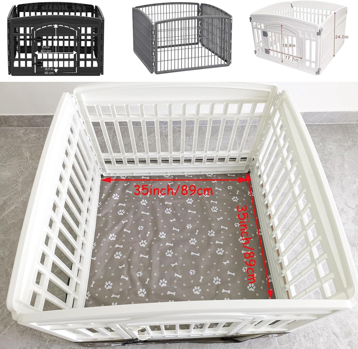 Laozz 35 inch dog playpen mat showing non-slip backing